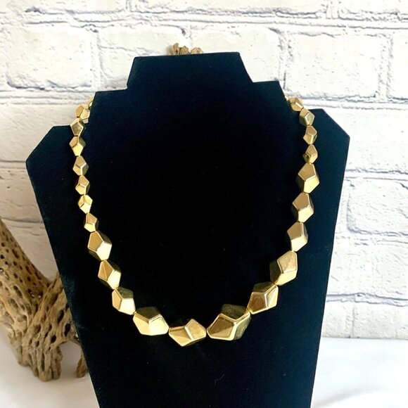 Vintage Graziano Gold Tone Bead Geometric Necklace - Picture 4 of 7